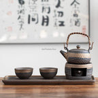 Tea Set Ceramic Rough Glaze Warmer & Tray
