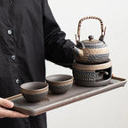 Tea Set Ceramic Rough Glaze Warmer & Tray