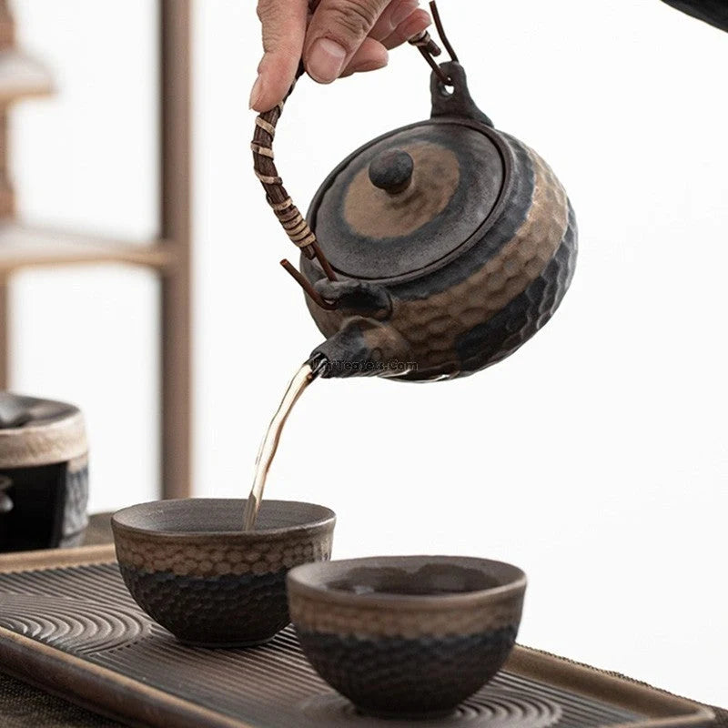 Tea Set Ceramic Rough Glaze Warmer & Tray