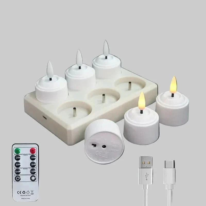 Tealight Candles Flameless LED 3D Wick Remote & Timer
