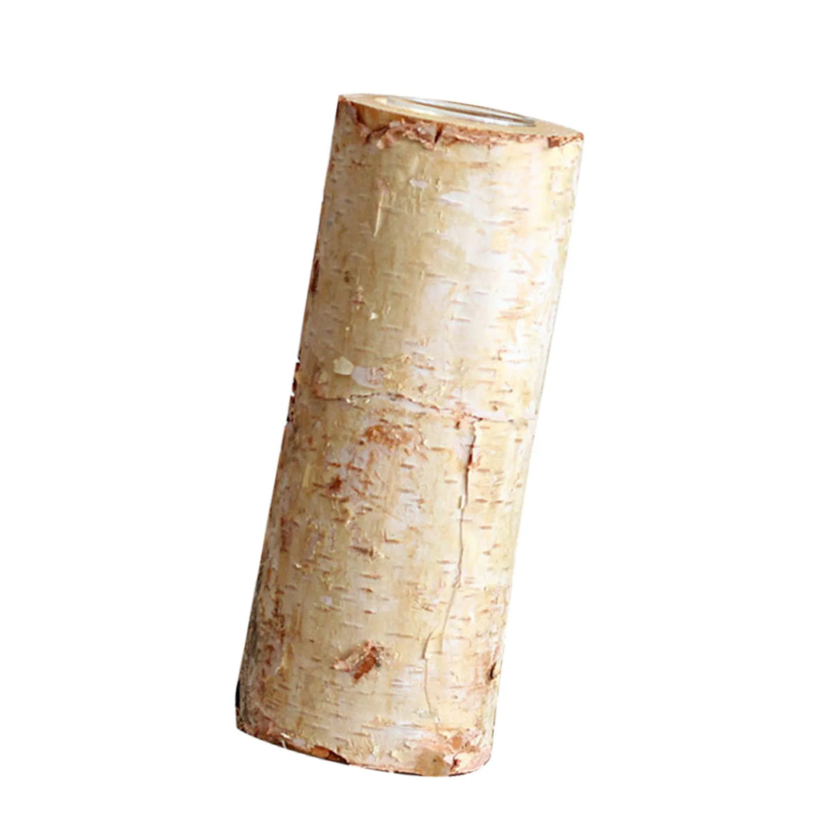 Tealight Holder Hand-Carved Birch Wood Removable Glass Insert
