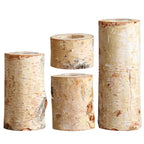 Tealight Holder Hand-Carved Birch Wood Removable Glass Insert
