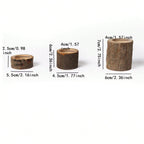 Tealight Holder Set Natural Wood & Glass Set of 3