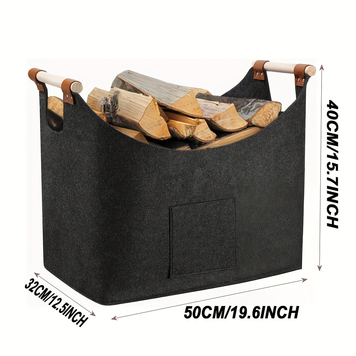 Tear-Resistant Foldable Felt Firewood Basket (55L)