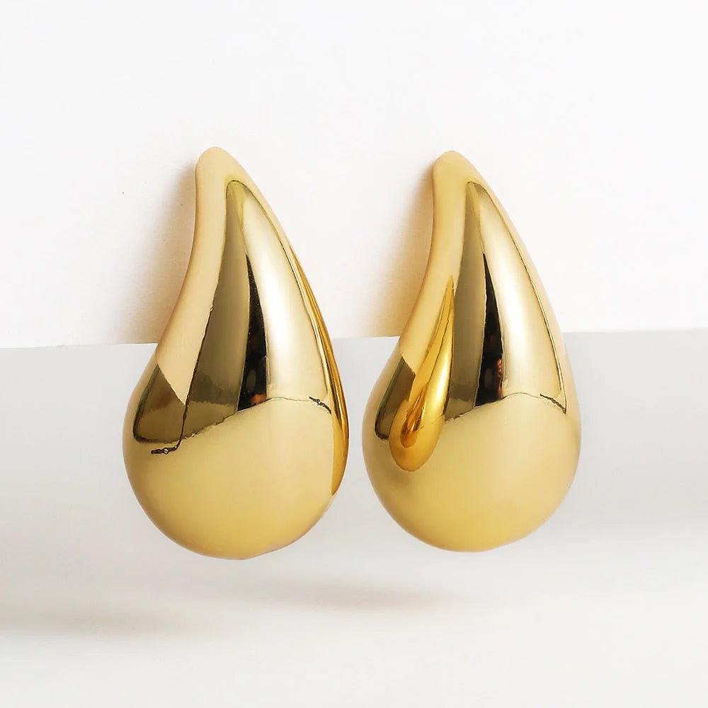 Teardrop Earrings Chunky Lightweight Stainless Steel