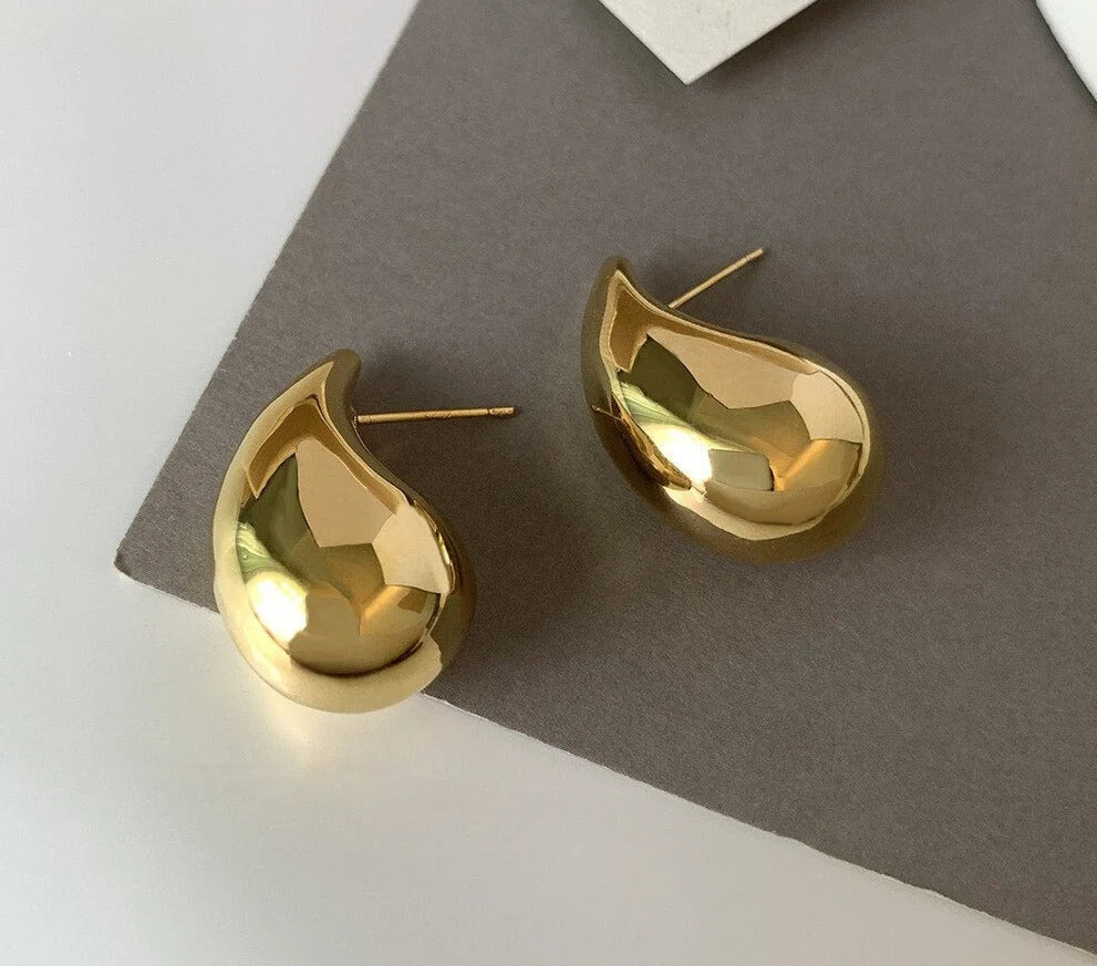 Teardrop Earrings Chunky Lightweight Stainless Steel