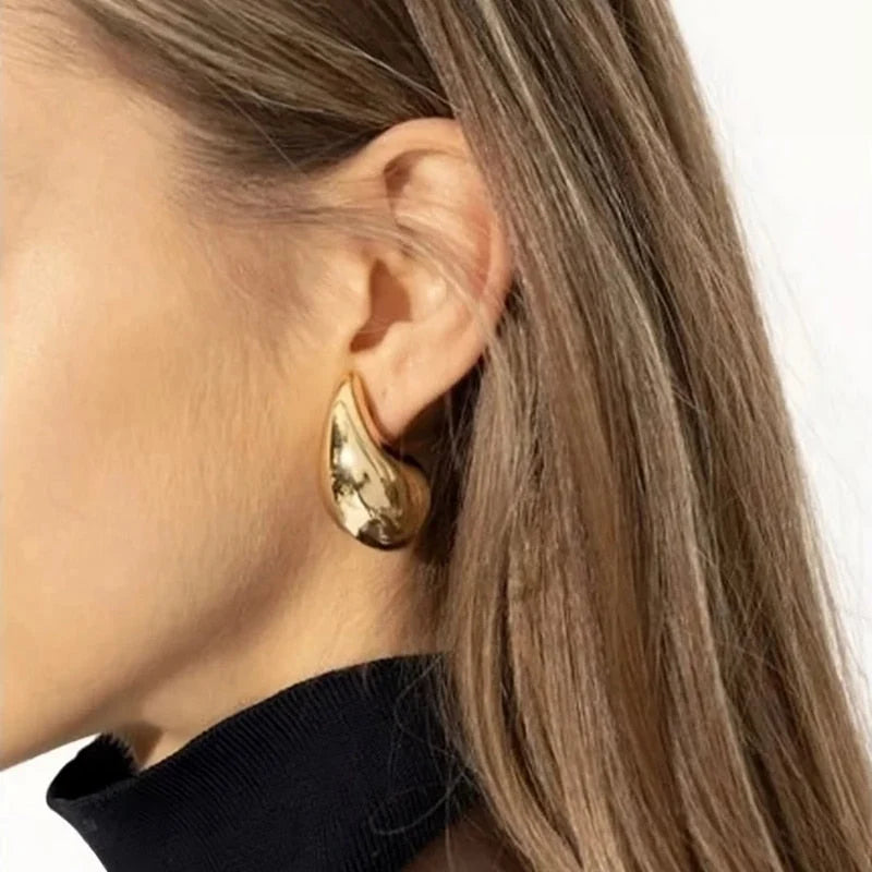Teardrop Earrings Chunky Lightweight Stainless Steel