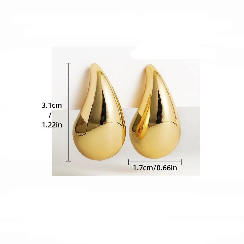 Teardrop Earrings Chunky Lightweight Stainless Steel