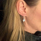 Teardrop Earrings Sterling Silver Dandelion Design Hook Closure