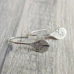 Teardrop Earrings Sterling Silver Dandelion Design Hook Closure