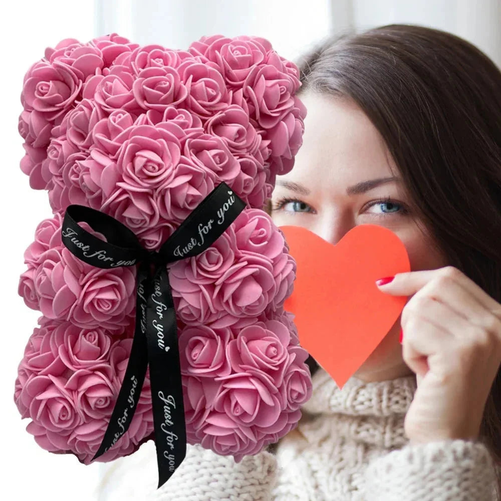 Teddy Bear Foam Roses 9.8 Inch Long-Lasting
