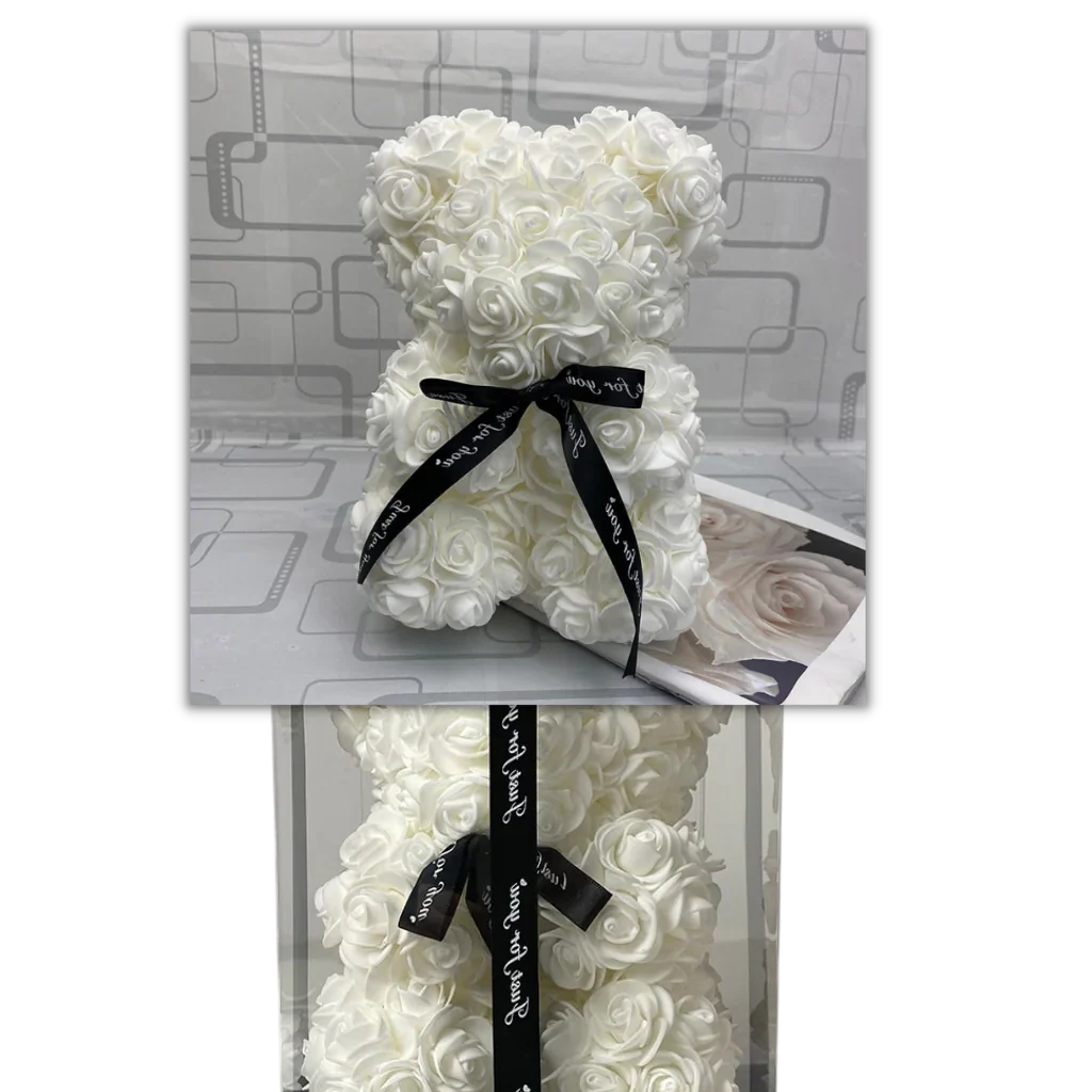 Teddy Bear Foam Roses 9.8 Inch Long-Lasting