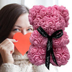 Teddy Bear Rose-Covered Dust-Resistant 9.8 Inch