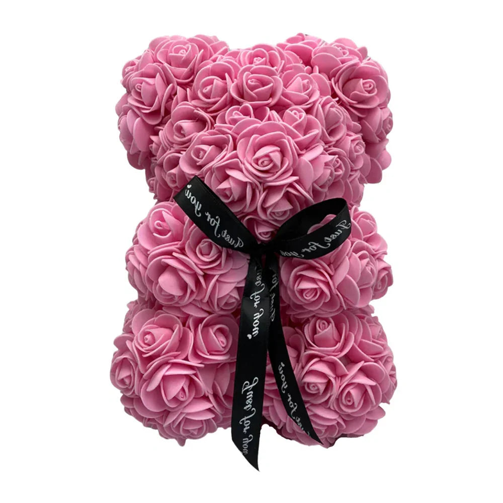 Teddy Bear Rose-Covered Dust-Resistant 9.8 Inch