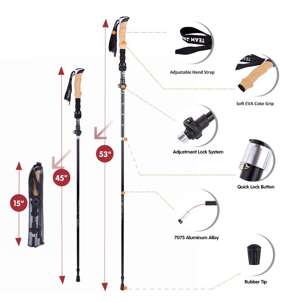Telescopic Trekking Pole Ultralight Adjustable EVA Foam Grip