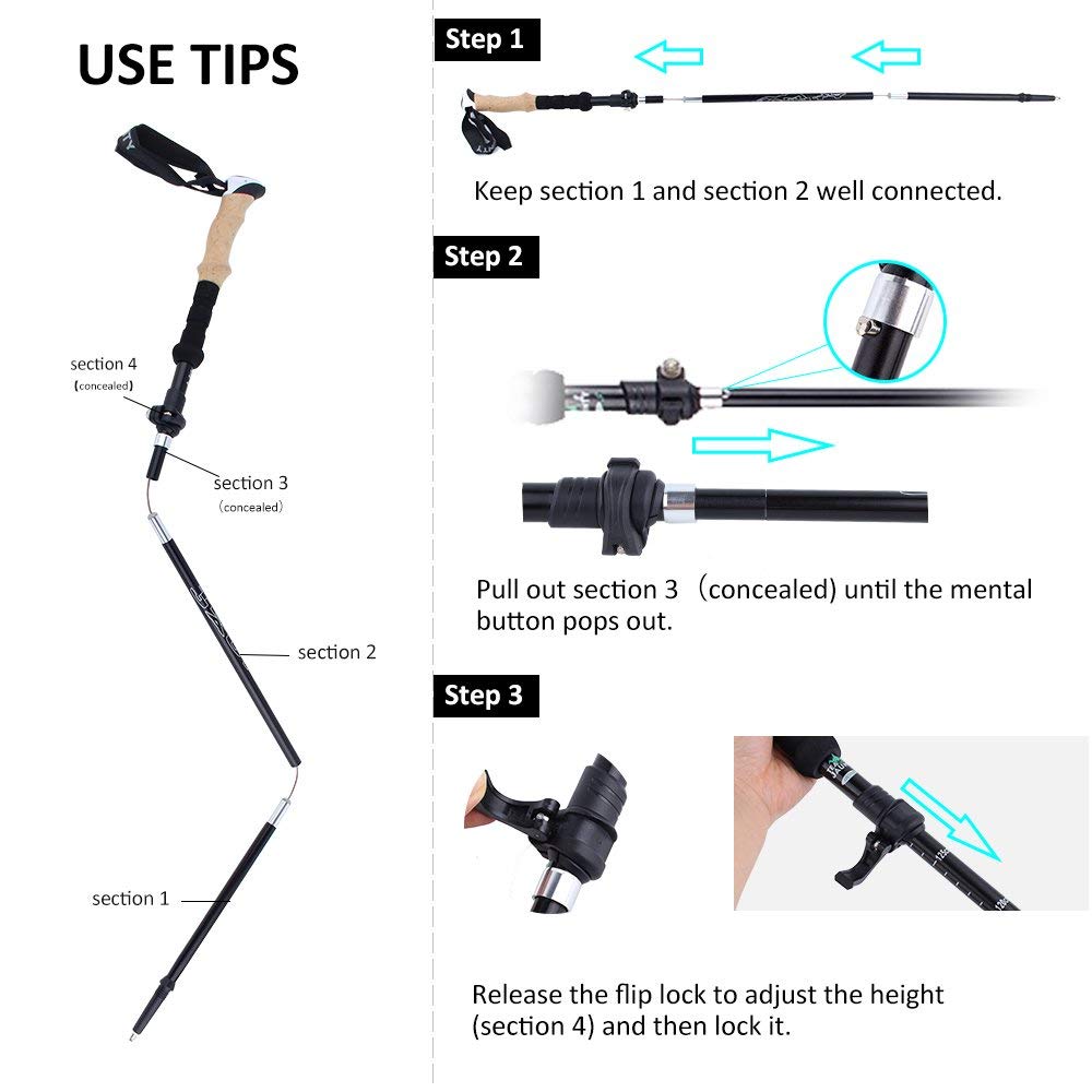 Telescopic Trekking Pole Ultralight Adjustable EVA Foam Grip