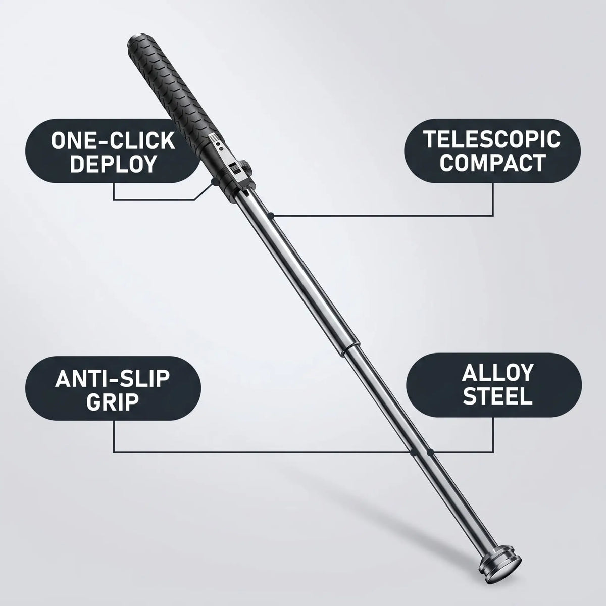 Telescopic Walking Stick Spring-Loaded Alloy Steel & Non-Slip Handle