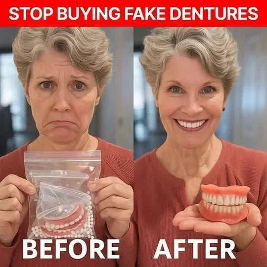 Temporary Dentures Soft Cushion Snap-In Upper & Lower Set