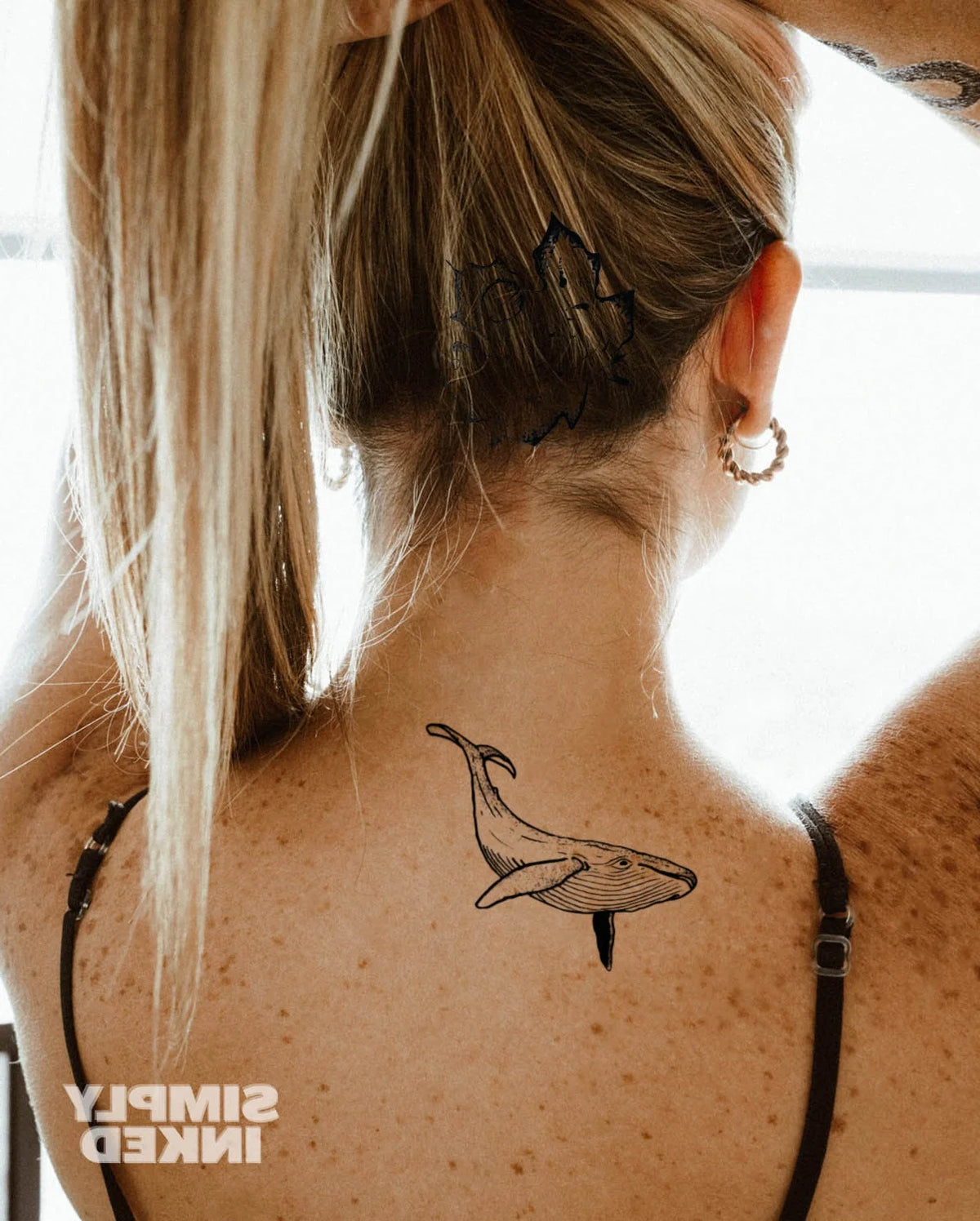 Temporary Tattoo Realistic Whale Pigment-Based Up To 14 Days