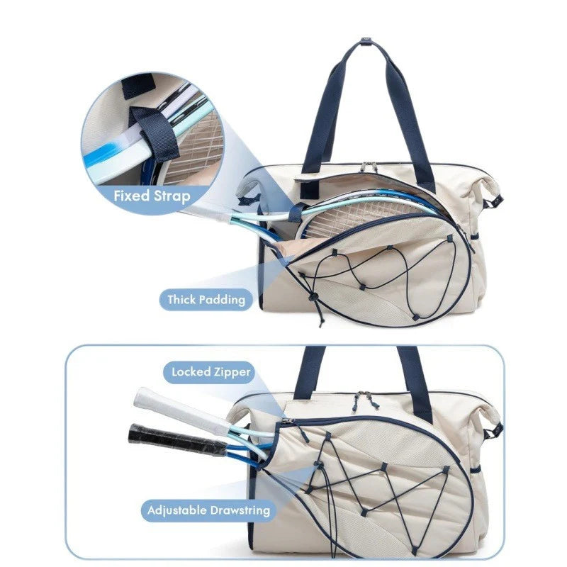 Tennis Bag Integrated Racket Holder Water-Resistant & Padded Straps