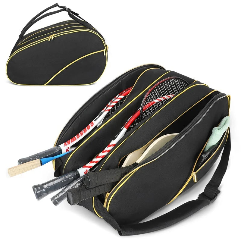 Tennis Racket Bag Weather-Resistant Multiple Compartments & Detachable Strap