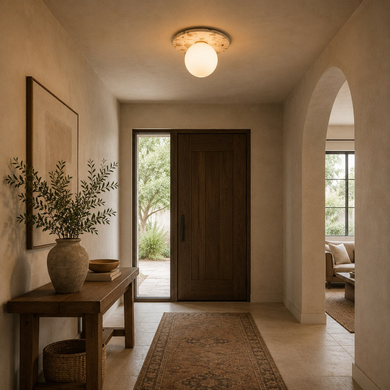 Terrazzo Canopy Spherical Glass Ceiling Light