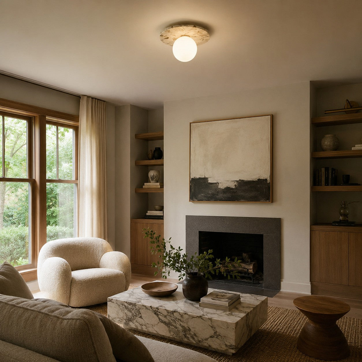 Terrazzo Canopy Spherical Glass Ceiling Light