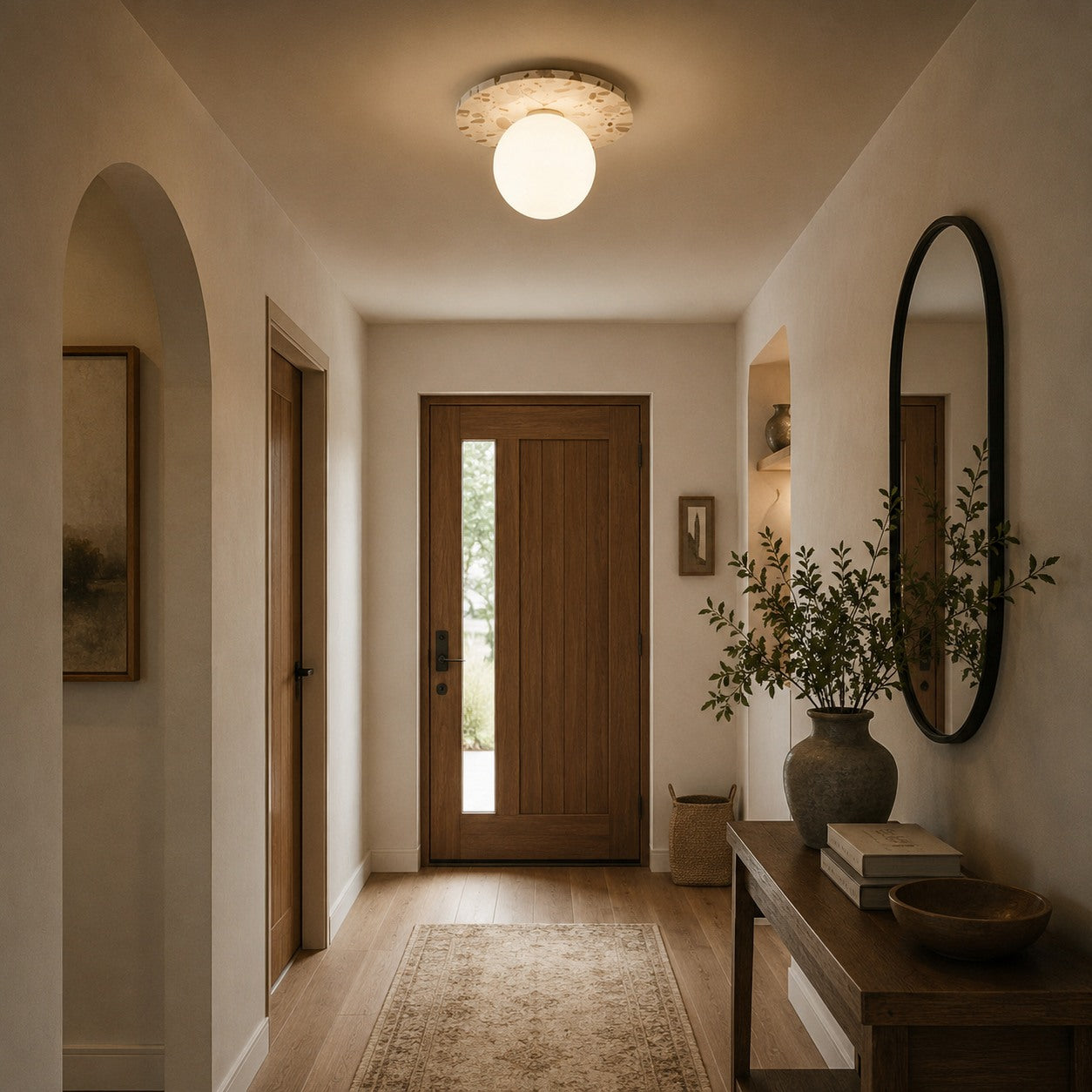 Terrazzo Canopy Spherical Glass Ceiling Light