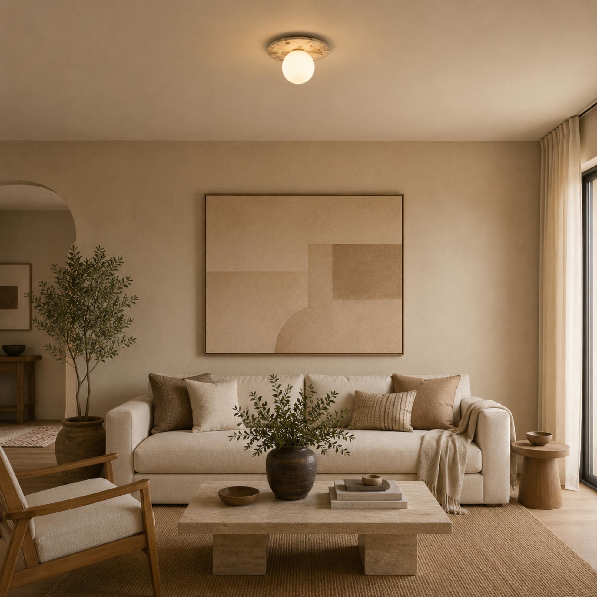 Terrazzo Canopy Spherical Glass Ceiling Light