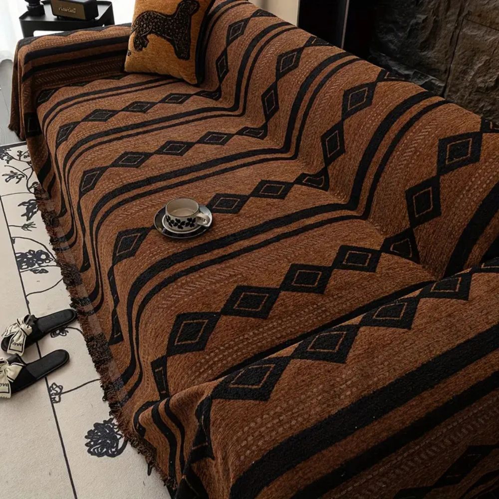 Textured Boho Microfiber Blend Sofa Cover (Machine Washable)