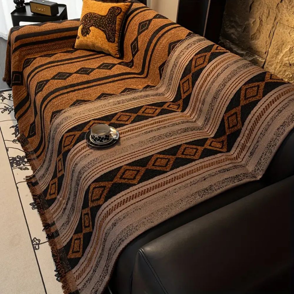 Textured Boho Microfiber Blend Sofa Cover (Machine Washable)