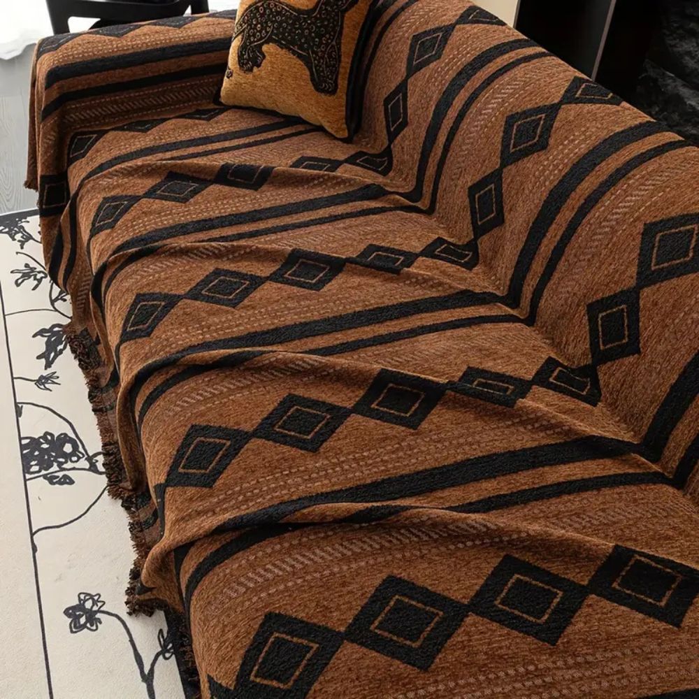 Textured Boho Microfiber Blend Sofa Cover (Machine Washable)