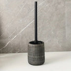 Textured Ceramic Long-Handle Toilet Brush & Holder (Floor-Mounted)