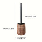 Textured Ceramic Long-Handle Toilet Brush & Holder (Floor-Mounted)