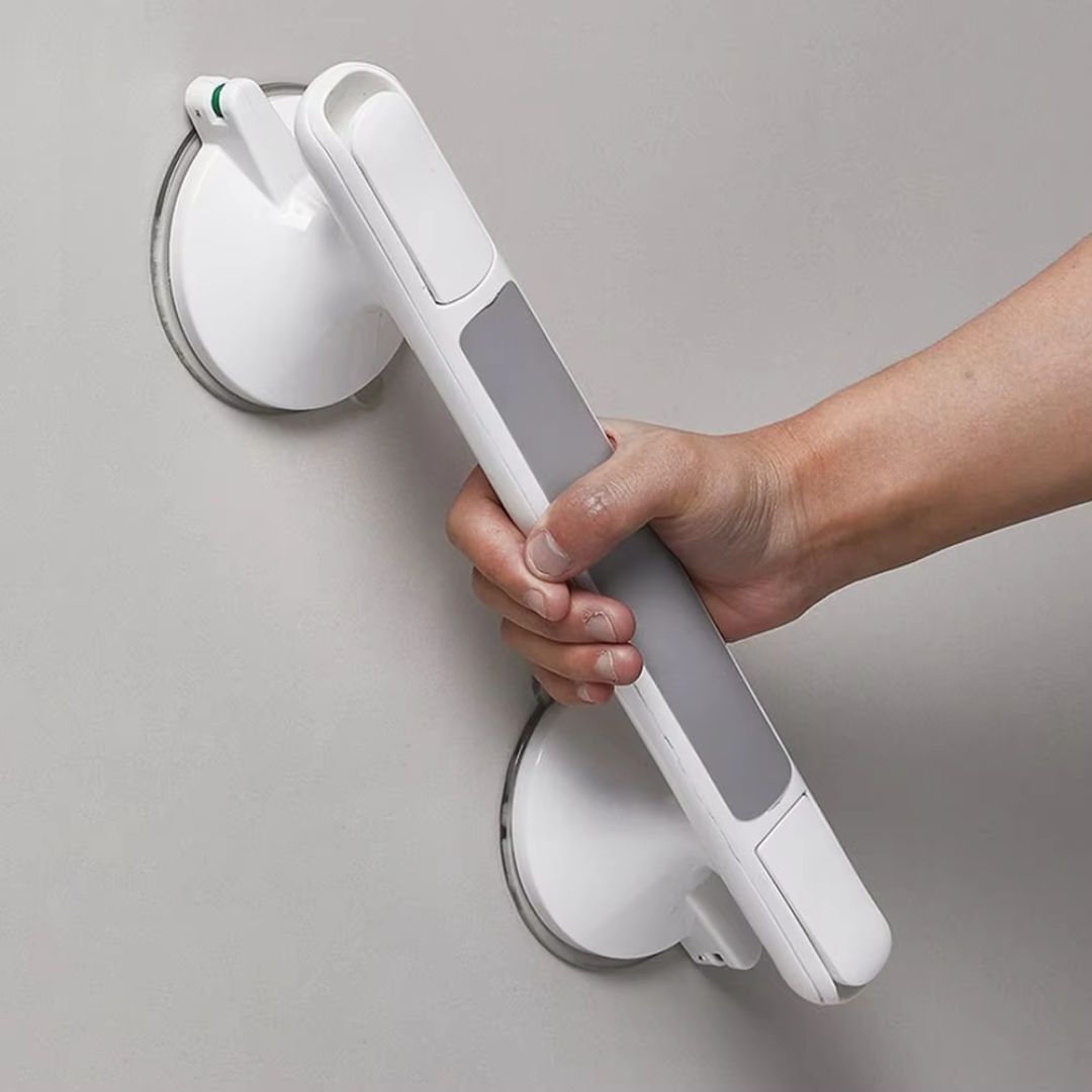 Textured Concave Grip & Suction-Cup Lock Shower Grab Bar (Drill-Free)