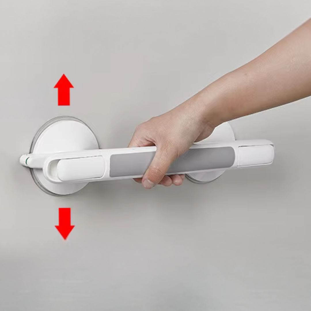 Textured Concave Grip & Suction-Cup Lock Shower Grab Bar (Drill-Free)