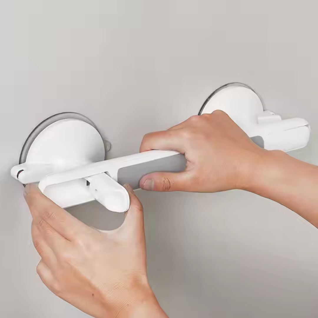 Textured Concave Grip & Suction-Cup Lock Shower Grab Bar (Drill-Free)