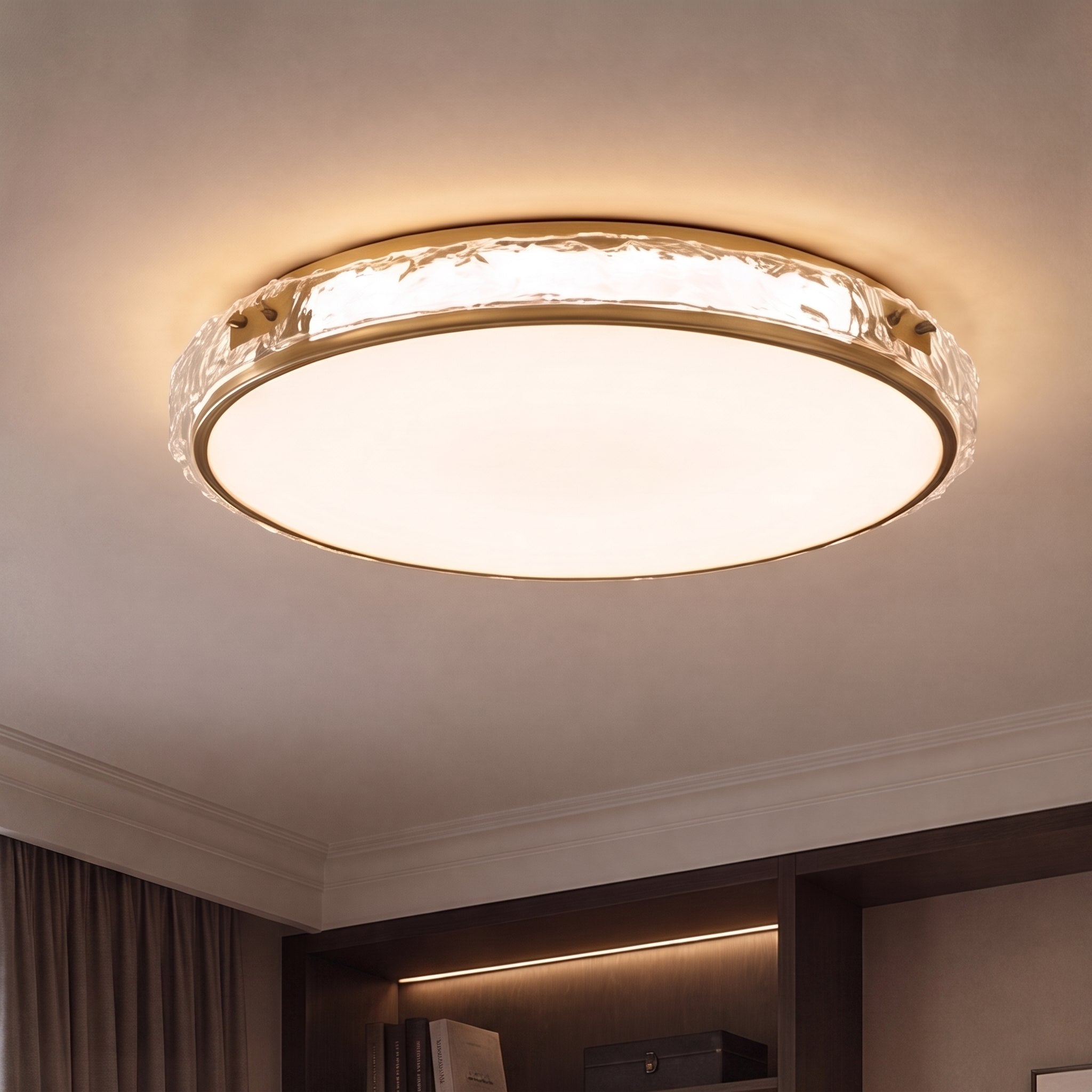 Textured Copper & Glass Diffuser Flush Mount Ceiling Light (Trichromatic)