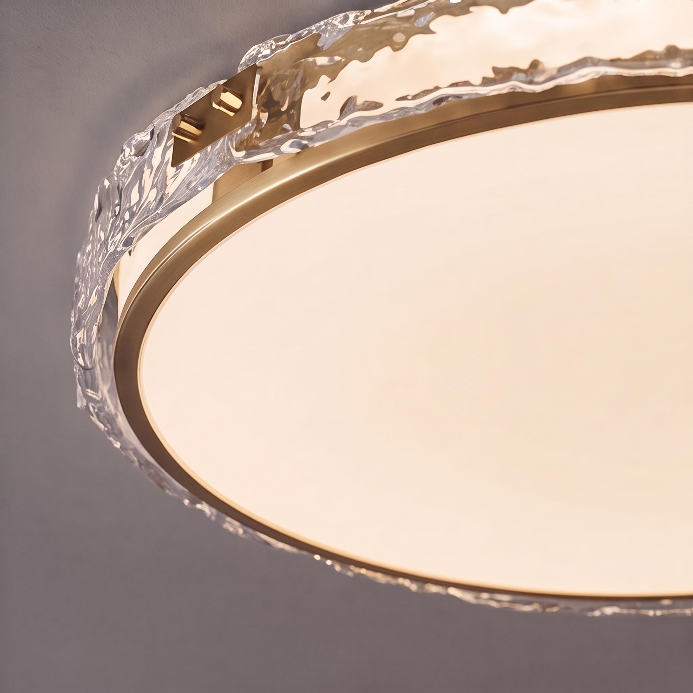 Textured Copper & Glass Diffuser Flush Mount Ceiling Light (Trichromatic)