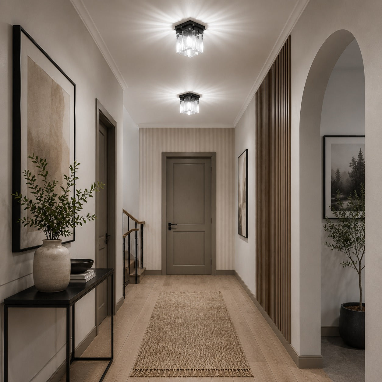 Textured Glass Modern Geometric Flush Mount Ceiling Light