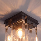 Textured Glass Modern Geometric Flush Mount Ceiling Light