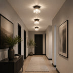 Textured Glass Modern Geometric Flush Mount Ceiling Light