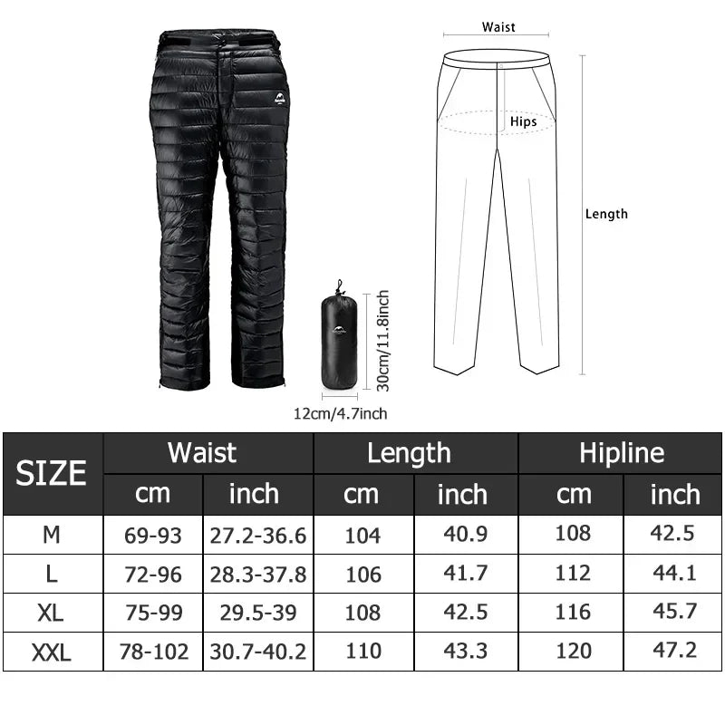 Thermal Pants Goose Down 700 Fill Waterproof
