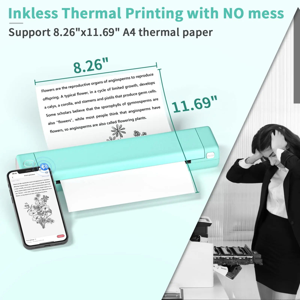 Thermal Printer Inkless Bluetooth Portable