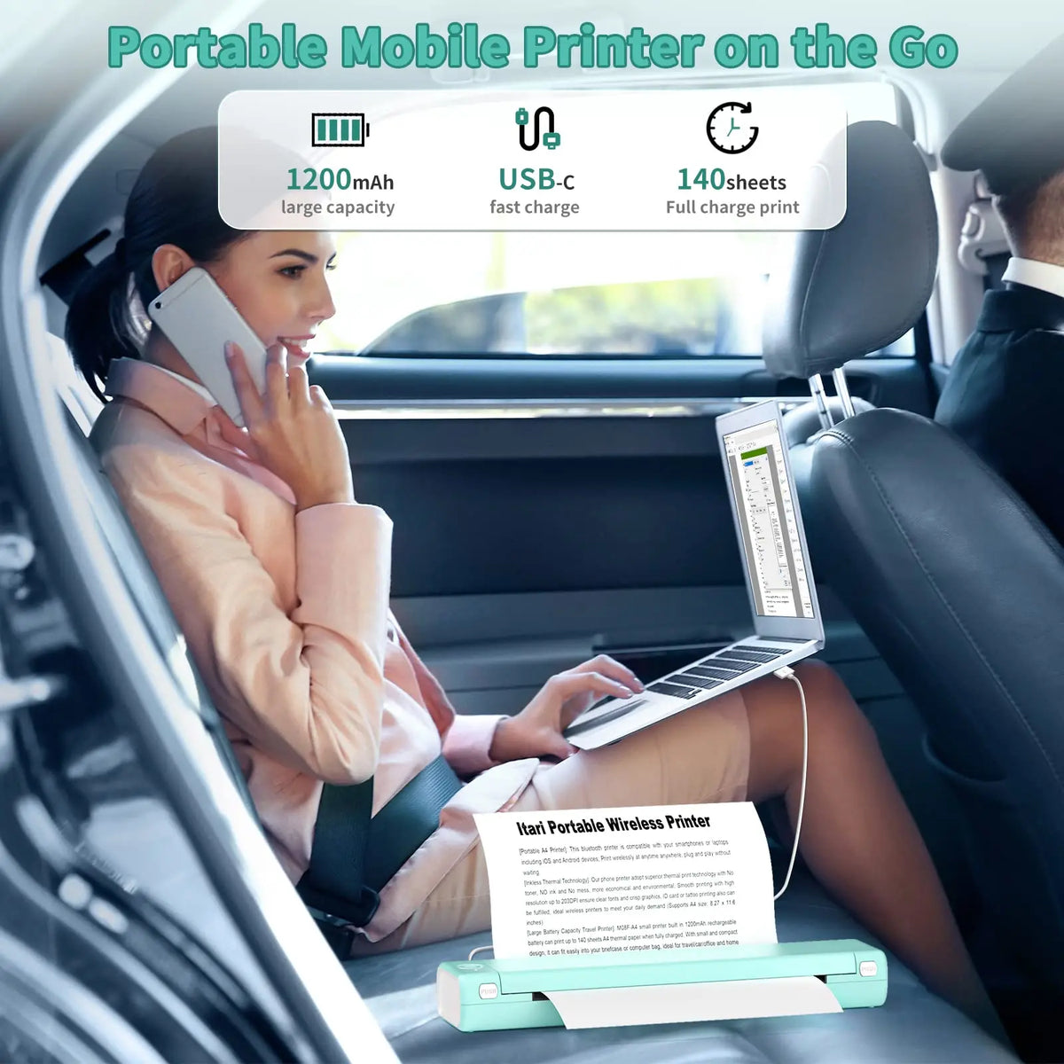 Thermal Printer Inkless Bluetooth Portable