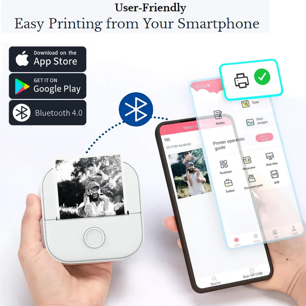 Thermal Printer Inkless Bluetooth Rechargeable