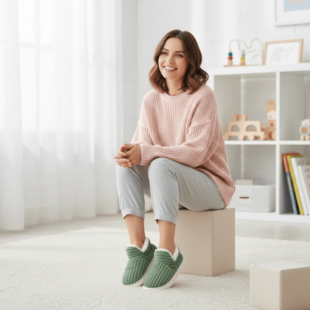 Thermal Slippers Vegan Fleece Lined Cushioned Sole