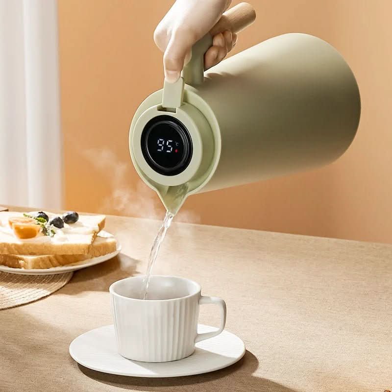 Thermos Bottle Double-Walled Stainless Steel Digital Temperature Lid