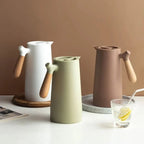 Thermos Jug Vacuum-Insulated Borosilicate Glass Wooden Handle