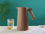 Thermos Jug Vacuum-Insulated Borosilicate Glass Wooden Handle